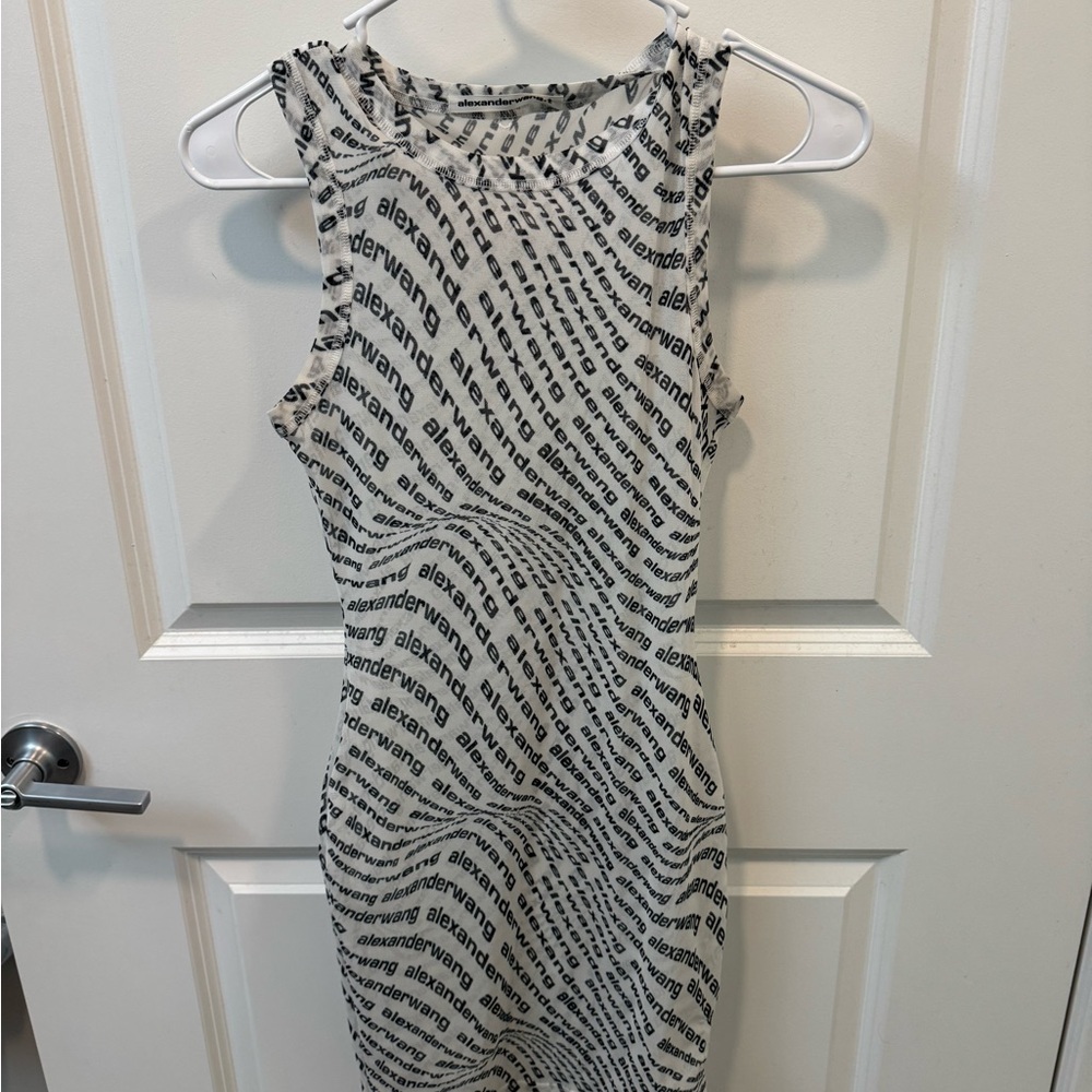 Alexander Wang Black and White Logo Mini Dress
